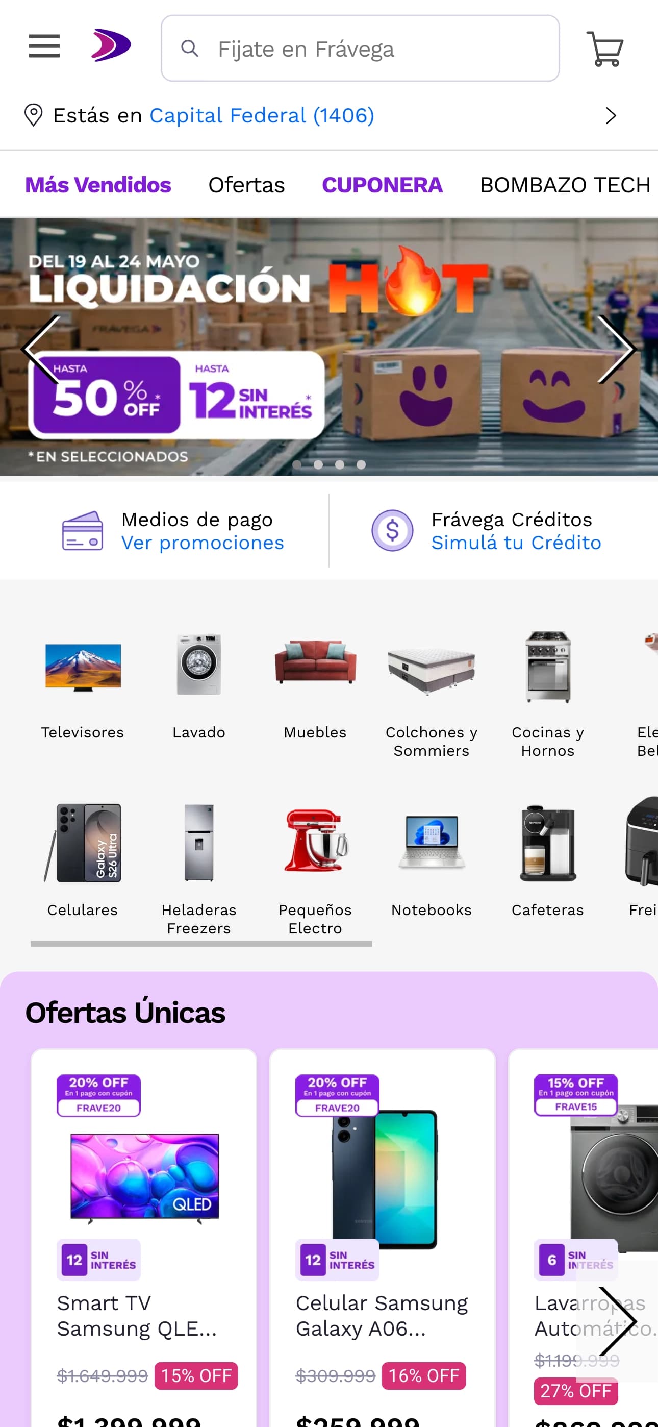 Frávega online store — electrodomésticos, tecnología y artículos para el hogar