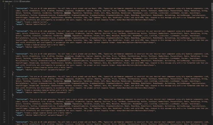 Training data structure for design-system fine-tuning